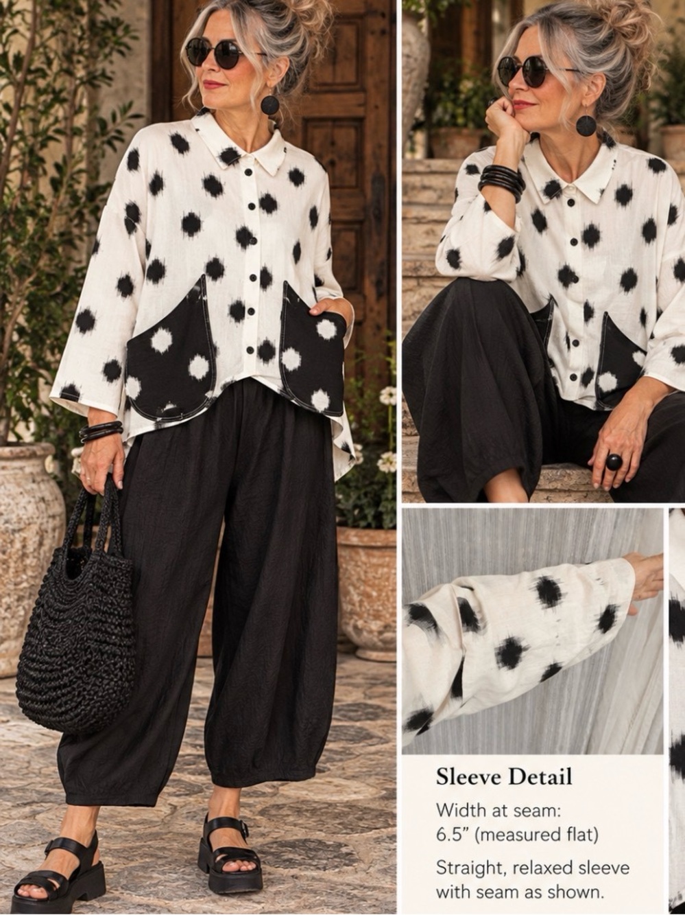 mSquare by Neetu Malik Abstract Polka Dot Cotton Swing Blouse Lagenlook Artsy